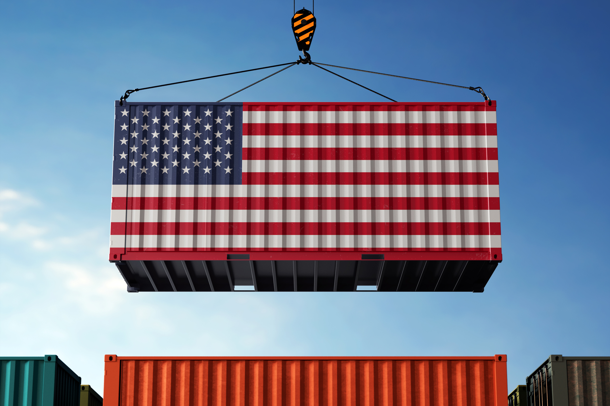 Trump Trade War Container In Stars And Stripes